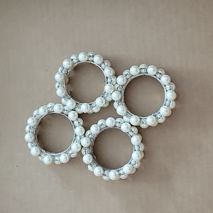 Pier 1 Faux Pearl Napkin Ring Set of 4